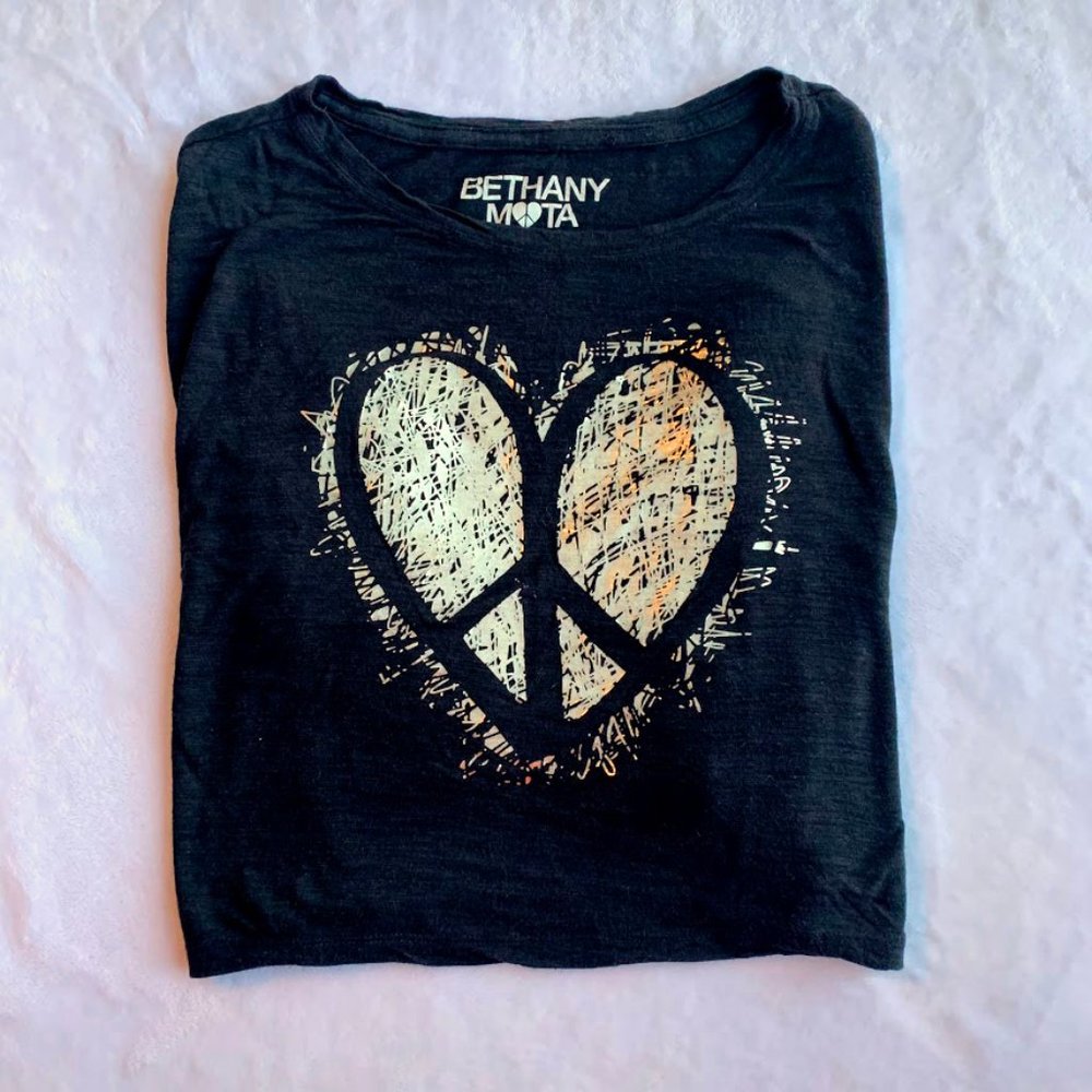 Bethany Mota Graphic Black Heart Crop Top